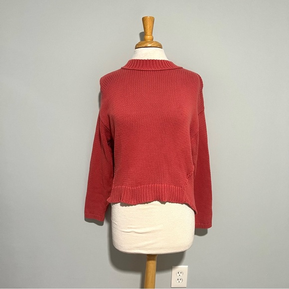 Treasure & Bond Coral Nantucket Red Cableknit Knit Fall Pullover Sweater Size S - Picture 1 of 14